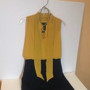 Yellow & navy slim fit party dress